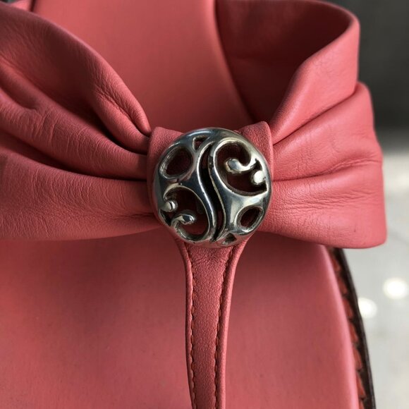 Brighton Thong Style Slip On Sandals Silver Plated Metal Embellishment Pink Sz 7 - Picture 10 of 11